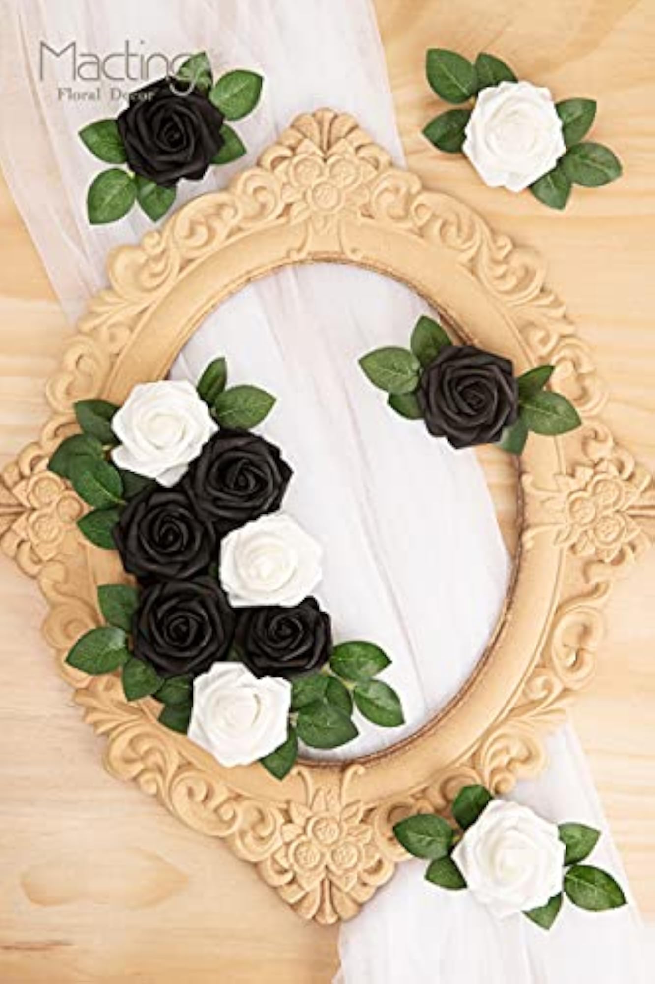 Black and White Foam Roses for Weddings
