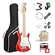 Donner E-Gitarre Set Anfänger Junior Kit ST-Stil 30 Zoll Mini Gitarren Premium Bundle mit Verstärker, Stimmgerät, Kapodaster, Tasche, Gurt, Saite, Kabel (DSJ-100, Rot)