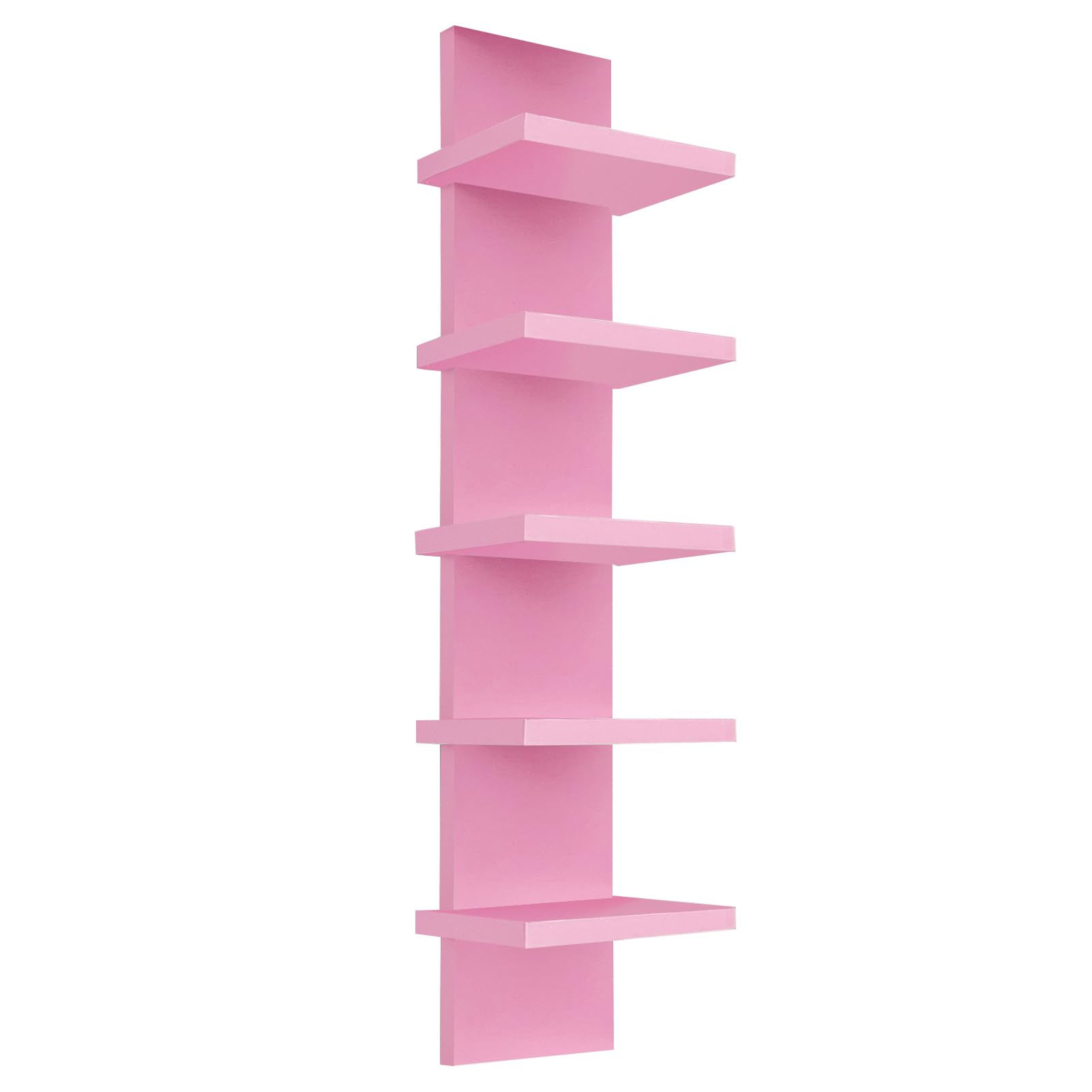 YEXEXINM 5 Tier Wall Shelf Unit - Narrow Smooth Laminate Finish - Vertical Column Wall Decor Mount Floating Storage Home Decor Organizer Tall Tower