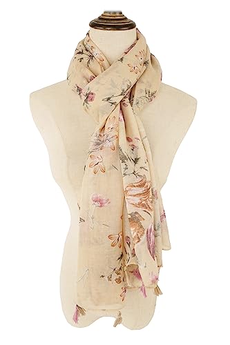 YOUR SMILE Large Boho Scarf for Women Lightweight Floral Printed Scarves Fall Winter Fashion Fringed Shawl wraps