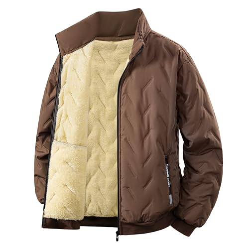 Men's winter jacket, lambswool lining, zippered thermal jacket, thermal outdoor casual jacket.