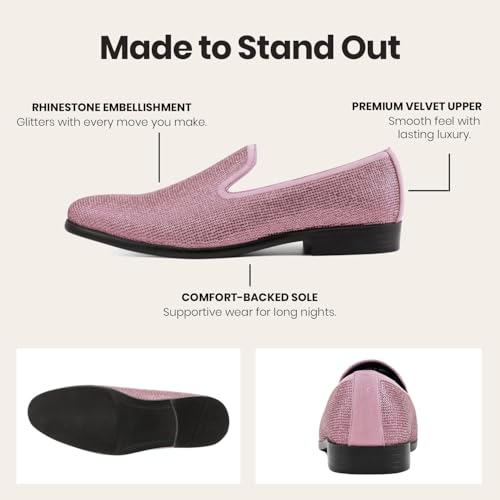 Image of Amali Men's Embellished Velvet Tuxedo Loafers, Smoking Slippers | Velvet slip-on smoking slippers with embellished upper for tuxedos, weddings and formal occasions
