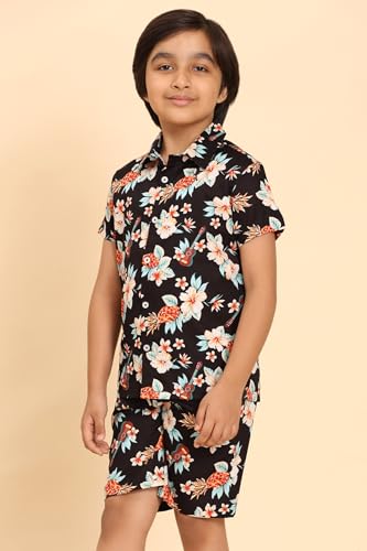 Image of Boys Printed Casual Shirt Short Sleeve Button Down Beach Shirt for Kids