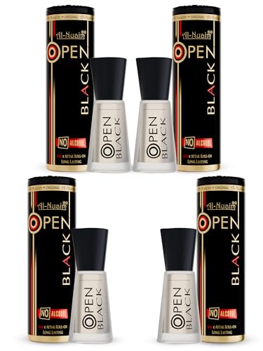 Image of Al-Nuaim Open Black Attar Roll On - 6ml (Pack Of 4) |Luxury Scent with Long Lasting Fragrance For Men & Women