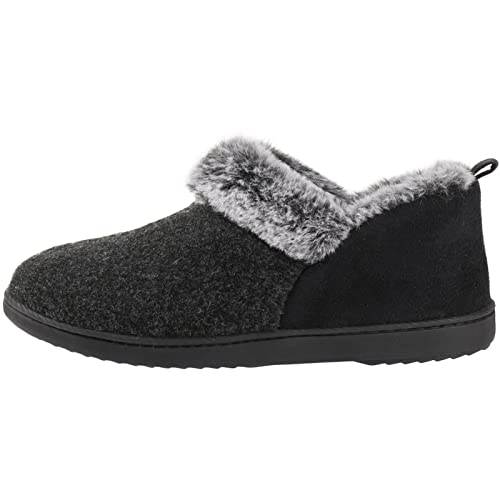 ULTRAIDEAS Chausson Femme Hiver en Mousse à Mémoire Pantoufles Femme Chaudes Fourrure Artificielle Chaussons Feutre en Daim Semelle Antidérapante pour Intérieur et Extérieur,Noir,41 EU Cover