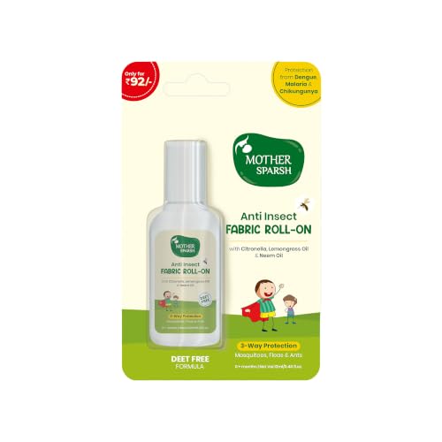 Image of Mother Sparsh Natural Mosquito Repellent Fabric Roll-on for Babies-12ml, DEET Free 3-Way Protection from Mosquitoes, Fleas and Ants