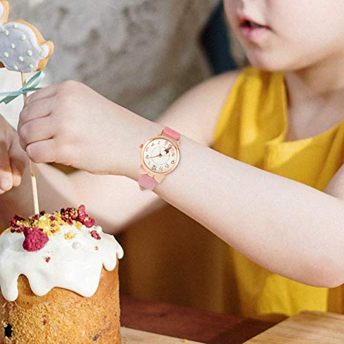 VILLCASE Gato Crianças Assista Desenhos Animados Crianças Relógio de Pulso de Couro Falso de Metal À