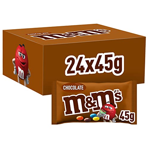 M&M'S Chocolate Beutel, kleine Packungen für unterwegs, Schokolinsen mit bunter Hülle, Schokolade Großpackung, 24er Pack (24 x 45g)