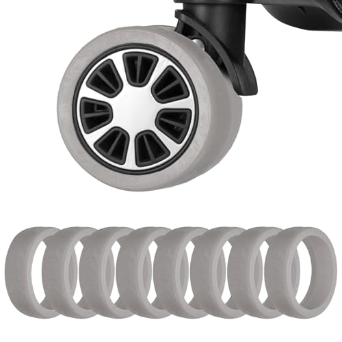 Image of 8Pack Luggage Wheel Protection Cover, Wear Resistant Anti Noise Silicone Protector Cover for 1.96-2.95 inch Spinner Wheel for Suitcases Chair Caster Travel, Gray