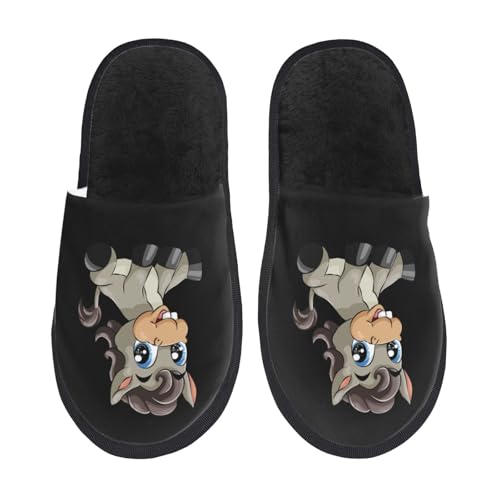 A Little Cute Blue Eyed Donkey Slippers For Women Men Cozy Indoor And Outdoor Slip On Slippers Fuzzy House Shoes