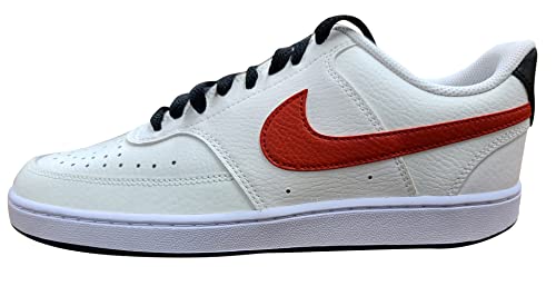 Nike Men's Court Vision Low Sneaker, White Cream Black Red, 10.5