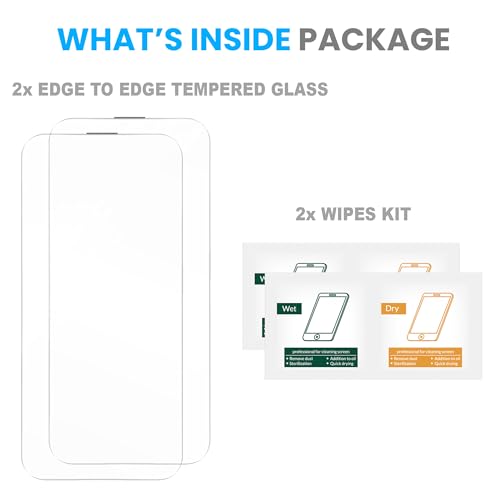 Image of ArmourPro Borderless Tempered Glass for iPhone 15 Plus and 16 Plus (6.7 Inch) with Anti Dust Mesh Filter, 9H Hardness Shatterproof, Full Screen Coverage and with Installation Kit | Pack of 2