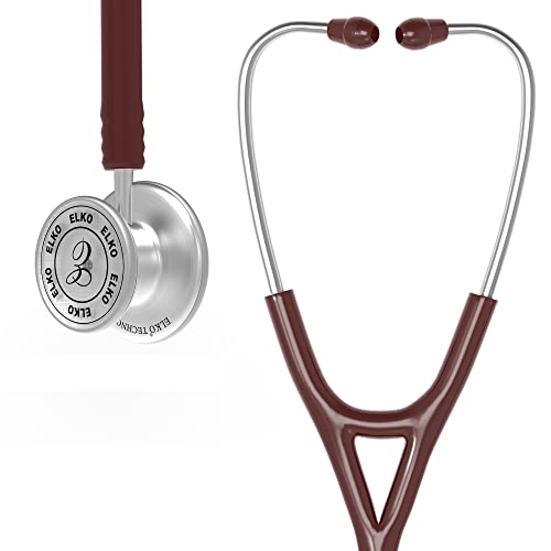 Image of ELKO EL-170 TECHNO III SS Stainless Steel Acoustic Stethoscope | Adult & Pediatric Stethoscope With Double Sided Chestpiece | Two-Way PVC Tubing | Doctors & Medical Students (Brown)