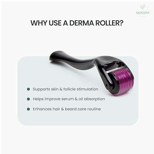 SKINSIDE Derma Roller for Hair & Beard Growth | 540 x Titanium Microneedles Roller for Hair | For Men & Women | With Protective Case & Sanitizer 30ml (1.00 mm) - Image 4 thumbnail