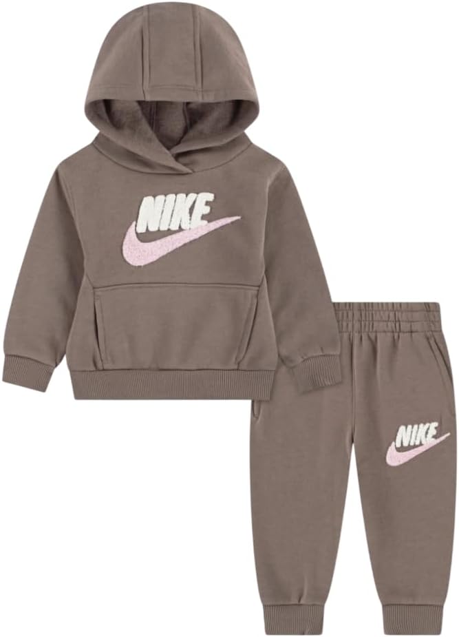 Nike Kids Hoodie - Joggers Tracksuit Set Brown Club Chenille Fleece Overhead 2 Piece Sweatsuit