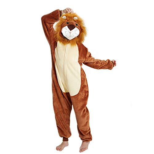 ANBOTA Kids Lion Onesie Halloween Costume Cosplay for Boys Girls Fleece One Piece Pajama 130