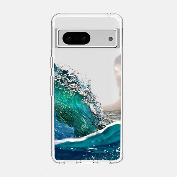 Blingy'sGoogle Pixel 7a Case, Fun Ocean Waves Style Nature Scenic Landscape Beach Design Transparent Soft TPU Protective Clear Case Compatible for Google Pixel 7a (Ocean Splash)