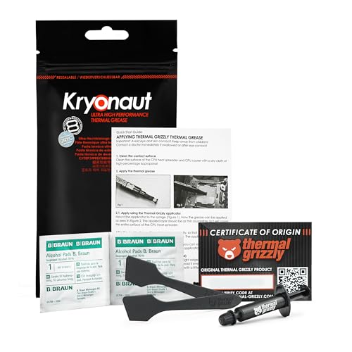 Thermal Grizzly Kryonaut Thermal Grease - 1.0 Gram Set - 1x Spatula & 2X CPU Cleaning Pads