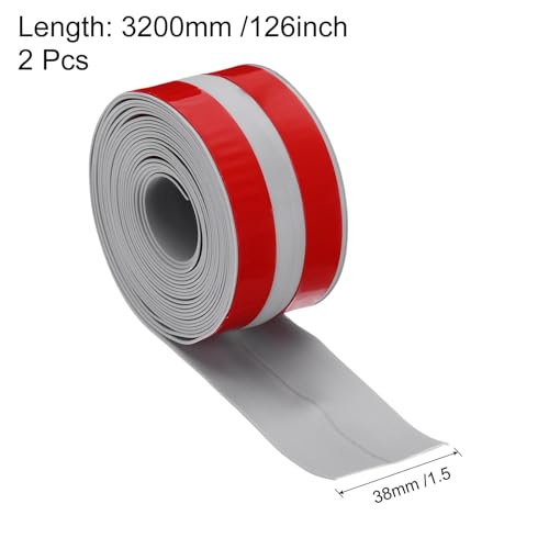 Image of uxcell 126 inchx1.5 inch Caulk Tape Waterproof Tape Not Go Moldy Self Adhesive Shower Tape Caulk Strips for Kitchen Countertop,Bathroom Toilet Floor Grey 2Pcs