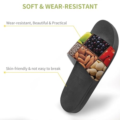Squares of Fruits and Vegetables Eating Non Slip Slides Sandals for Women Men Quick Drying Shower Shoes for Bathroom Pool Beach3