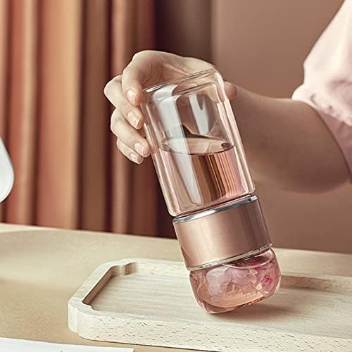 Yosoo Health Gear Tea Infuser Bottle, 420ml Tea Flood Cup Glass Water Bottle Double Wall Borosilicate Travel Tea Tumbler with Stainless Steel Filter Leakage Proof Water Separation Tea Mug
