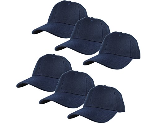 Image of Gelante Plain Blank Baseball Caps Adjustable Back Strap Wholesale Lot 6 Pack