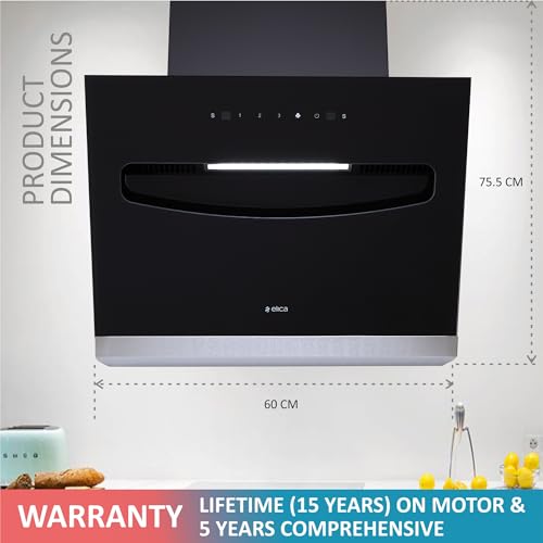 Image of Elica 60 cm 1200 m3 /hr Filterless Kitchen Chimney with 15 Years Warranty (EFL-S607 LTW VMS, Motion Sensor Control)
