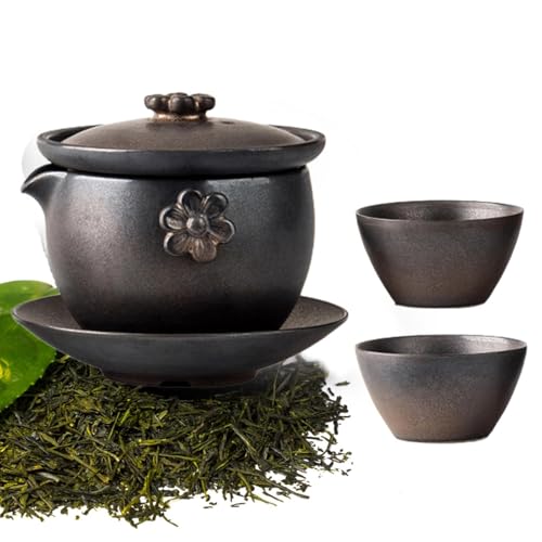 Juego de té chino de cerámica portátil y apilable para tazas de té en casa 2