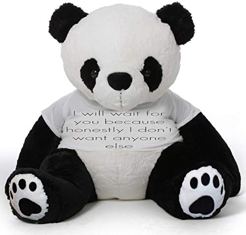 HUG 'n' FEEL SOFT TOYS Big Teddy Panda Wearing I Will Wait for You Because Honestly I Don't Want Anyone Else T-Shirt 4 feet Panda_T Shirt_I Will Wait for You Plush & Stuffed Toys