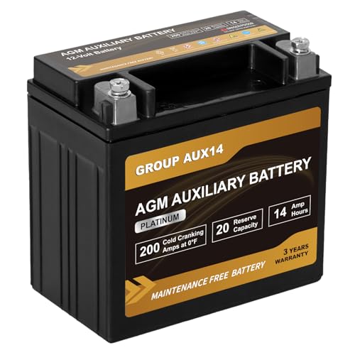 Daakmax Platinum AUX14 AGM Auxiliary Battery - Group 400 12V 14Ah 200 CCA 20 RC Rechargeable Car Battery with 36-Month Warranty