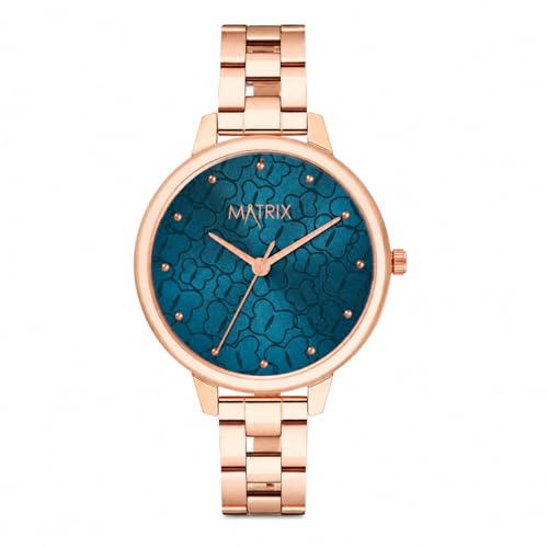 Image of Matrix Daisy Collection | Analog Watch for Women | Rose Gold Bracelet Strap | Premium Blue Dial | Stylish & Modern