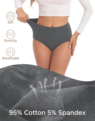 INNERSY Womens Underwear Cotton Briefs Postpartum High Waisted Panties 5 Pack