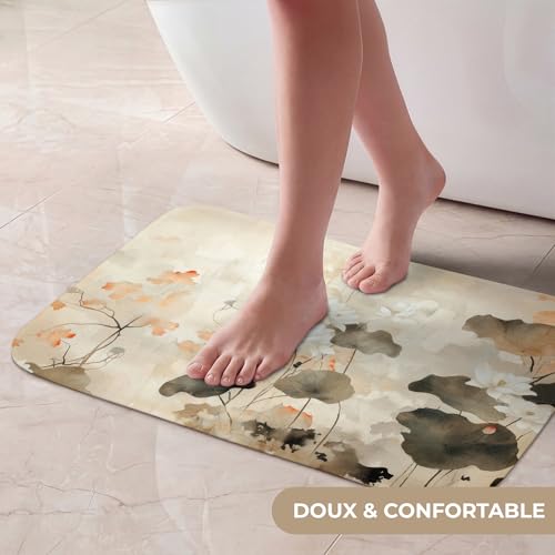 Tapis de bain rectangulaire fleurs Japandi 60x40 cm - 4