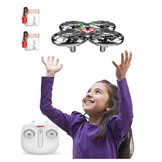 Kids Hand Operated Drones, SYMA X100 Quadcopter with Auto-Avoid Obstacles, Safety Covered by Shell, 360°Flip, LED Light, 2 Speed for Kids, Boys and Girls Toys(Gray)