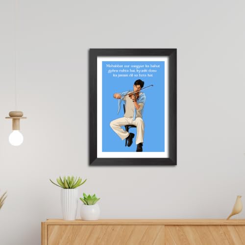 Image of TenorArts Mohabbatein Poster Bollywood Movie Shah Rukh Khan Quotes Vector Art Posters Photo Framed Painting With Black Wooden Textures (12inches x 9inches)