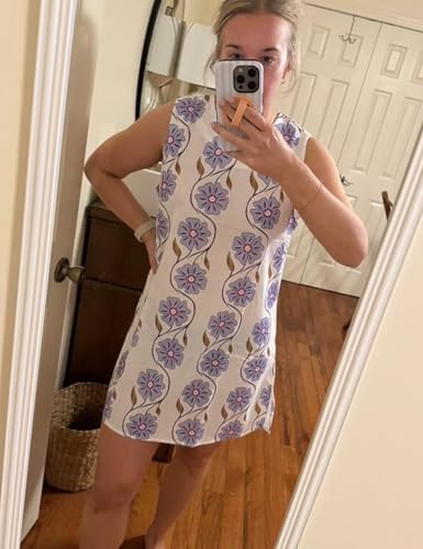 Image of Womens Summer Floral Print Mini Dress Romantic Sleeveless Shift Short Dress Vacation Fairy Dresses