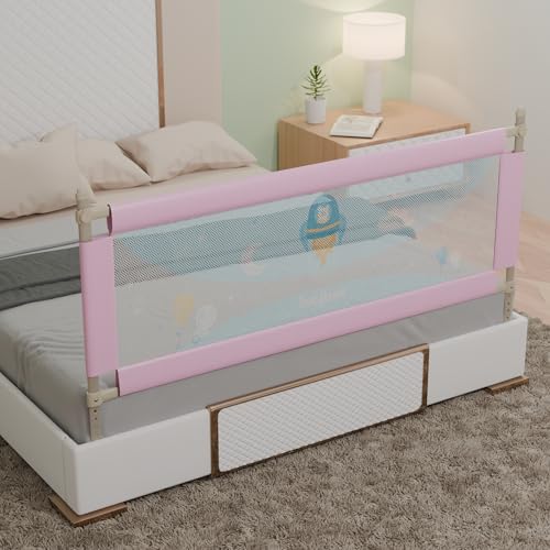 Image of BAYBEE Bed Rail Guard for Baby Safety | Bed Side Protector for Baby with 7 Level Height Adjustable & Portable Bed Railing for Babies Safety Guard for Kids (5Ft, 1 Side, Pink)