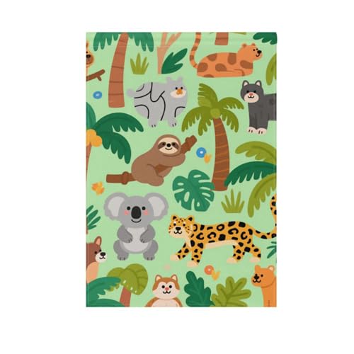 Drapeau de prière vert personnalisé en forme d'arbre d'animal pour décoration extérieure 28 x 40 cm double face