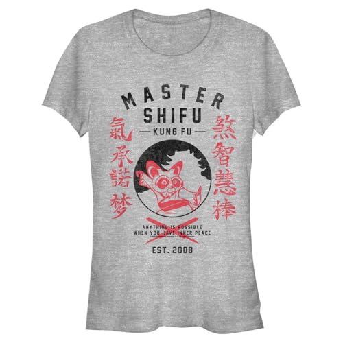Kung Fu Panda Women's Shifu Dojo Juniors' Short Sleeve Tee Shirt, Athletic Heather