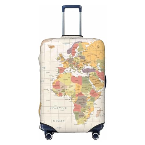 Vintage World Map1 Print Luggage Cover Elasticated Suitcase Covers TSA Approved Stylish Scratch Washable Resistant Case Protector for Kids and Adults