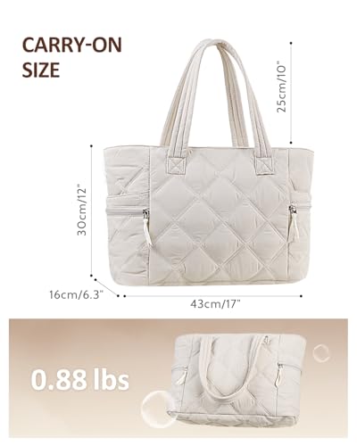 Prite gesteppte Einkaufstasche für Frauen Große Puffer Reise Umhängetasche Handtasche Leichte flauschige Lehrerin Krankenschwester Tasche für Arbeit, Fitnessstudio, Schule