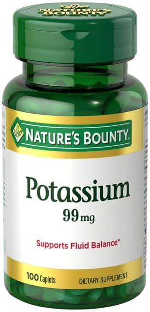 Nature's Bounty Potassium Gluconate 99mg, 100 Caplets (Pack of 6)