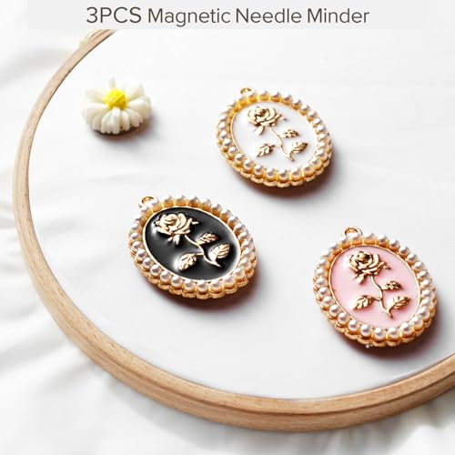 Image of Needle Minder for Embroidery, 3pcs Magnetic Needle Keeper for Cross Stitch, Lovely Cartoon Pin, Needlework Storage Accessory, Gift for Cross Stitch Lover (45-Needle)