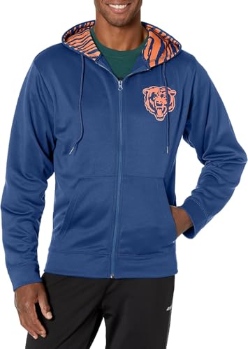 CHICAGO BEARS TEAM COLOR FULL ZIP HOOD W/ 2-COLOR ZEBRA ACCENT & BACK GRAPHIC