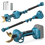 TIHOOK 2-in-1 Akku Astschere, Elektrisch Bürstenlosen Motor Gartenschere mit 8.2 ft Teleskop Stange, LCD, Max Öffnung 60mm Batterie Schere für Makita BL-18V, zum Beschneiden von Bäumen (Kein Akku)