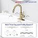 Kablle Bathroom Sink Faucet with Pull Down Sprayer, Brushed Gold Single Handle Pull Out Faucet with Pop-Up Drain, 1 or 3 Hole Laundry Bar Basin Faucet with Deck Plate, KBL-7002BG-CL
