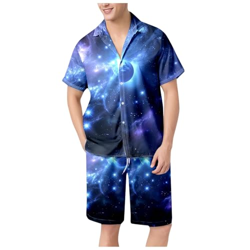 Ensemble chemise et short décontractés pour hommes à motif étoile jaune taille XXL