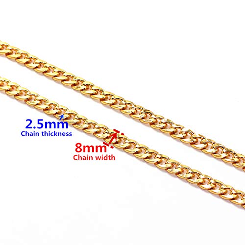 Image of Model Worker DIY Iron Flat Chain Strap Handbag Chains Purse Chain Straps Shoulder Cross Body Replacement Straps with Metal Buckles (55 inch, Gold)