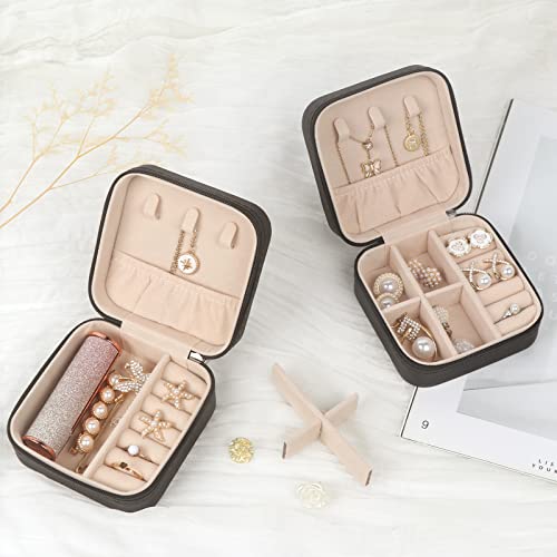 MFXIP Travel Jewelry Case Small Jewelry Box Jewelry Organizer Storage Case Portable PU Leather Mini Jewelry Travel Case for Girls Womens Earring, Necklace, Rings,Bracelets - Image 6