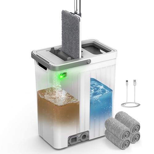 Mop and Bucket Set with AUTO Pump, 3-Zone Separate Dirty